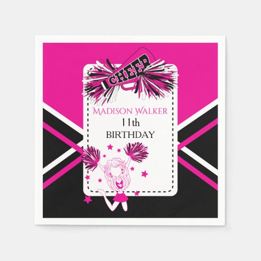 Serviette En Papier Pom-pom girl Rose, Noir, Blanc (Devant)