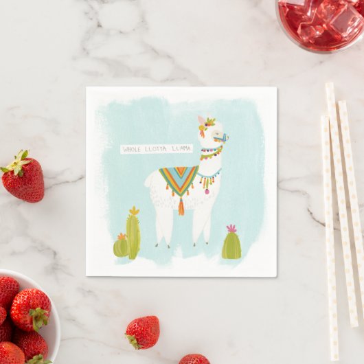 Serviette En Papier Pom Pom Llama Rama - Toute Lotta Llama (En situation)