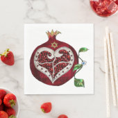 Serviette En Papier Pomegranate Heart Hanoukka Rosh Hashanah Napkins (En situation)
