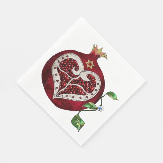 Serviette En Papier Pomegranate Heart Hanoukka Rosh Hashanah Napkins (Coin)