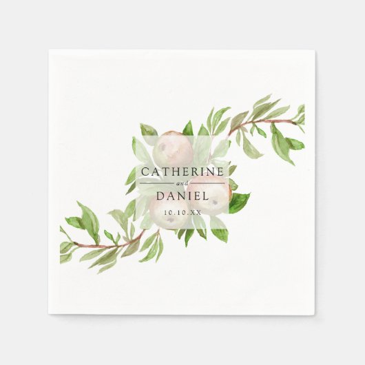 Serviette En Papier pomme aquarelle serviette mariage (Devant)