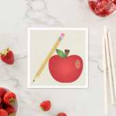 Serviette En Papier Pomme Carton Rouge Et Crayon Jaune (En situation)