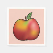 Serviette En Papier Pomme Carton Rouge Sur Rose (Devant)