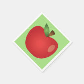 Serviette En Papier Pomme de dessin rouge sur vert (Coin)