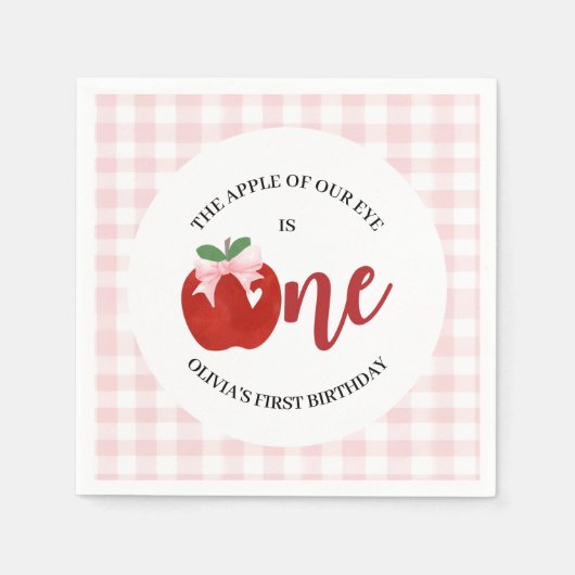 Serviette En Papier Pomme de notre oeil Arc rose anniversaire (Devant)