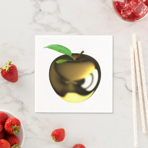 Serviette En Papier Pomme Dorée avec Feuille Métallique Brillante
