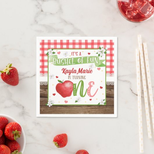 Serviette En Papier Pomme Premier Anniversaire Napkin - Bushel Fun (En situation)