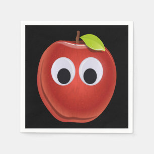Serviette En Papier Pomme rouge drôle avec yeux de googly