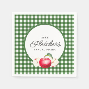 Serviette En Papier Pomme rouge et En vichy vert Botanique Personnalis