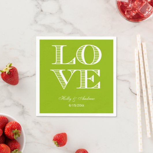 Serviette En Papier Pomme verte, blanc AMOUR Napkins (En situation)