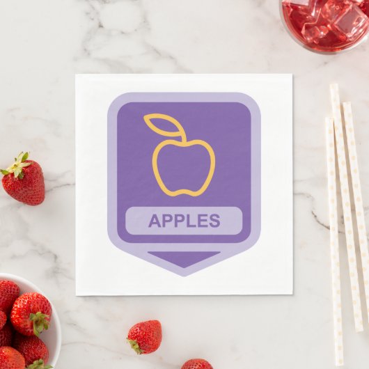 Serviette En Papier Pomme violette Badge Conception Fruit Lover (En situation)
