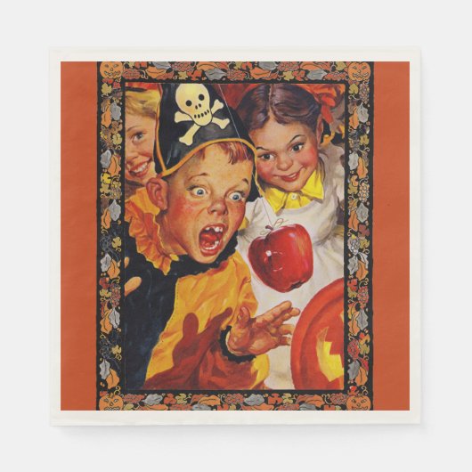 Serviette En Papier Pommes Bobbing Dangers Papier Napkin (Devant)