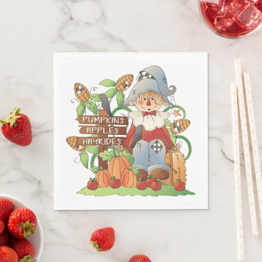 Serviette En Papier Pommes citrouilles Hayrides Napkins (En situation)