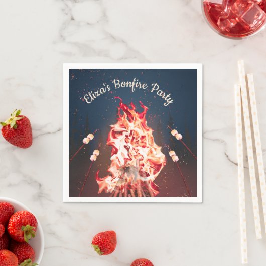Serviette En Papier Pommes de feu rustiques et Marshmallows Papier Nap (En situation)