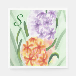 Serviette En Papier Pommes de serviettes Monogram Fleurs Hyacinth viol
