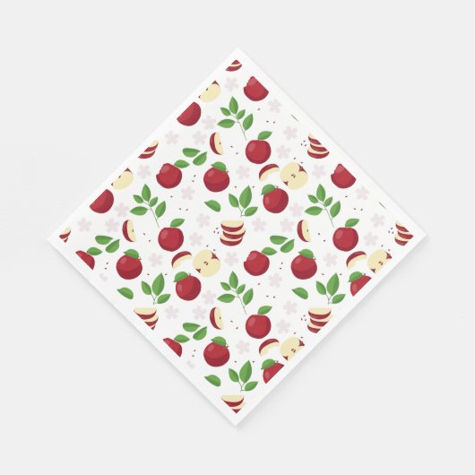 Serviette En Papier Pommes rouges, fleurs et Motif de verdure (Coin)