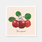 Serviette En Papier Pommes rouges fraîches sur beige clair (Devant)