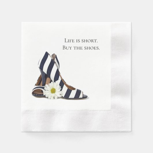 Serviette En Papier Pompes rayées noires et blanches avec marguerite (Devant)