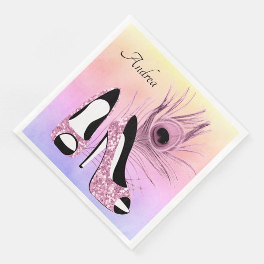 Serviette En Papier Pompes rose étincelantes Fancy Personnalisée (Coin)