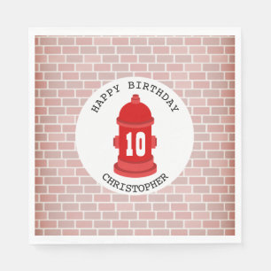 Serviette En Papier Pompier + Briques Pompier Fête d'anniversaire