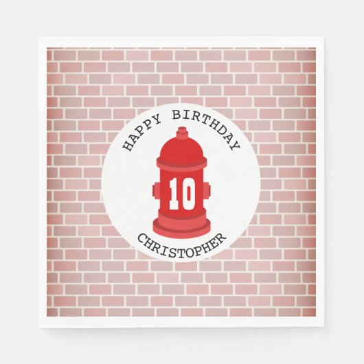 Serviette En Papier Pompier + Briques Pompier Fête d'anniversaire (Devant)
