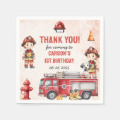 Serviette En Papier Pompier Camion 1er fête d'anniversaire (Devant)