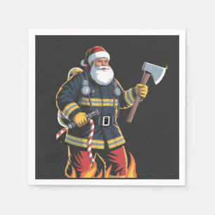 Serviette En Papier Pompier Camion de pompiers Arbre de Noël Père Noël