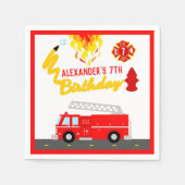 Serviette En Papier Pompier Camion Rouge Fête d'anniversaire (Devant)
