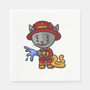 Serviette En Papier Pompier Chat Pompier