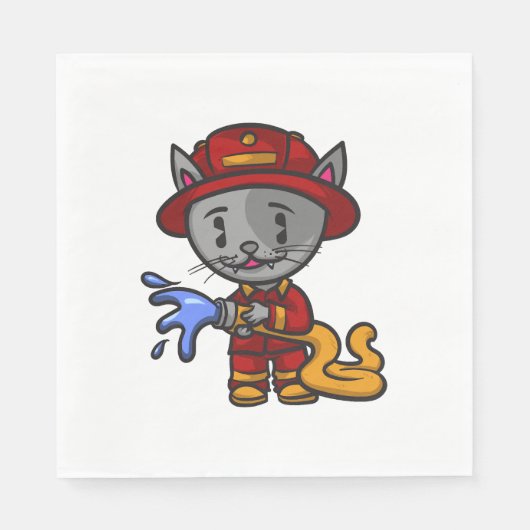 Serviette En Papier Pompier Chat Pompier (Devant)