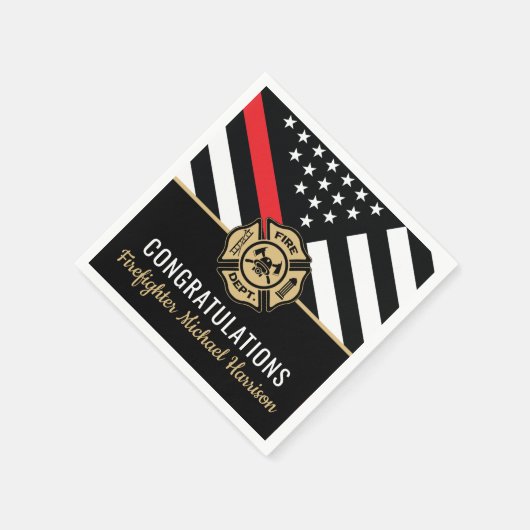 Serviette En Papier Pompier Fire Academy Red Line Drapeau Graduation (Coin)