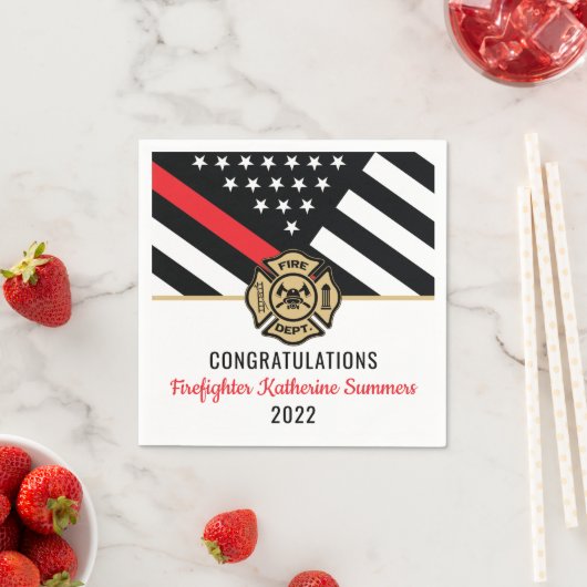 Serviette En Papier Pompier Graduation Mince Red Line Fire Academy (En situation)