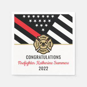 Serviette En Papier Pompier Graduation Mince Red Line Fire Academy