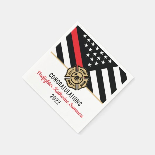 Serviette En Papier Pompier Graduation Mince Red Line Fire Academy (Coin)