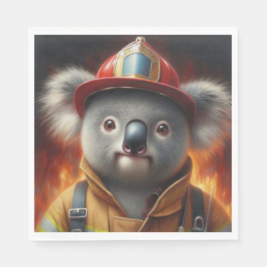 Serviette En Papier Pompier Koala (Devant)