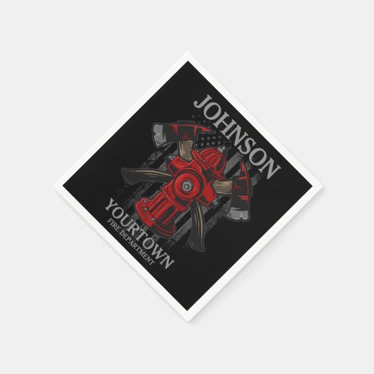 Serviette En Papier Pompier NOM Fire Department Hydrant USA Drapeau (Coin)