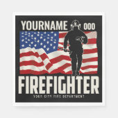 Serviette En Papier Pompier personnalisé Secourir USA Drapeau Patrioti (Devant)