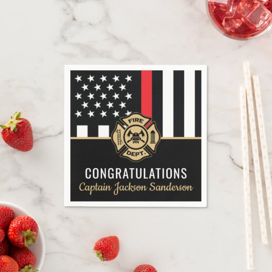 Serviette En Papier Pompier Retraite Ligne Rouge Flag Flaman (En situation)