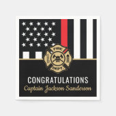 Serviette En Papier Pompier Retraite Ligne Rouge Flag Flaman (Devant)