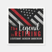 Serviette En Papier Pompier Retraite Ligne Rouge Flag Flaman (Devant)