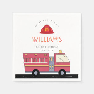 Serviette En Papier Pompier rouge Alarme Camion Fournitures d'annivers