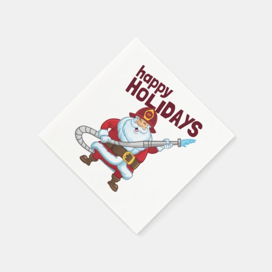 Serviette En Papier Pompiers Noël Père Noël Pompier (Coin)