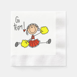Serviette En Papier Pompom Girl Équipe Rouge Allez