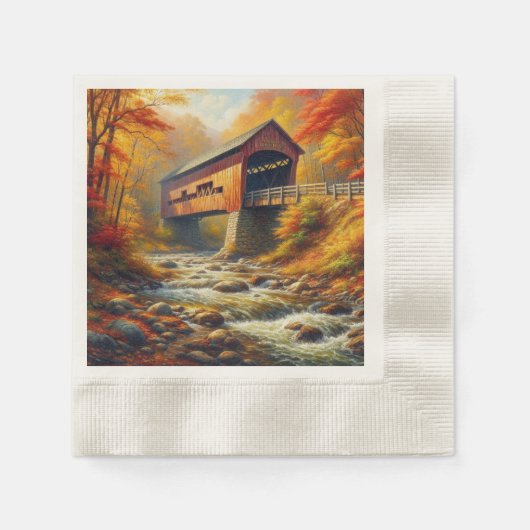 Serviette En Papier pont couvert d'automne classique (Devant)