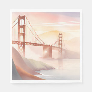 Serviette En Papier Pont Golden Gate Lever de soleil Belle Aquarelle