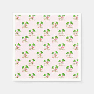 Serviette En Papier Pont Rose Les Palmiers Tropical Christmas Père Noë