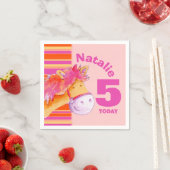 Serviette En Papier Pony art 5e anniversaire filles customisées (En situation)