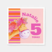 Serviette En Papier Pony art 5e anniversaire filles customisées (Devant)