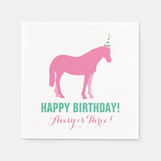 Serviette En Papier Pony Party Personnalisé Papier Napkin rose (Devant)