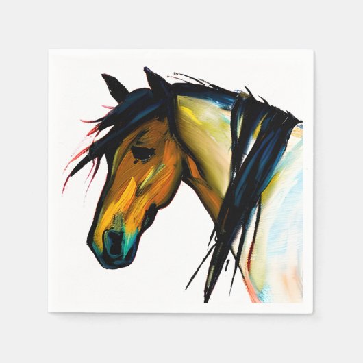 Serviette En Papier Pony sauvage | Cheval aquarelle (Devant)